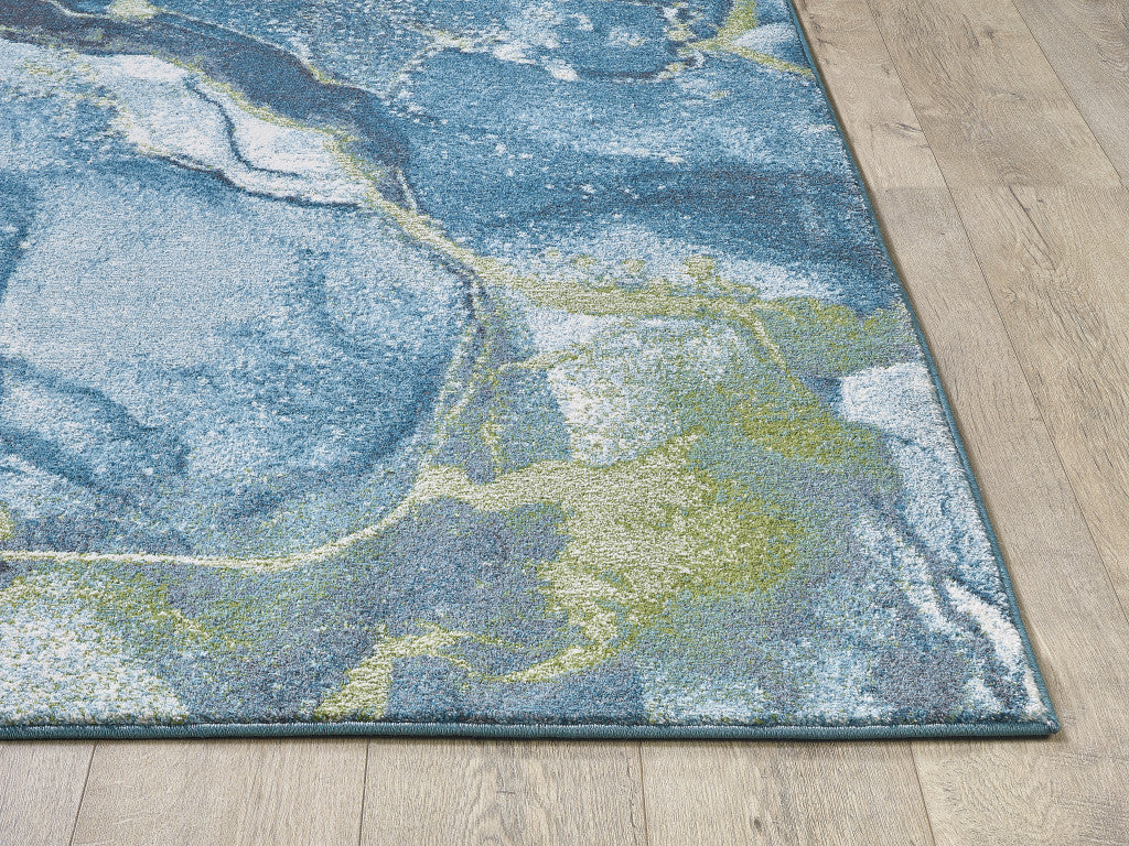 3' X 5' Teal Blue Abstract Dhurrie Area Rug