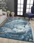 3' X 5' Teal Blue Abstract Dhurrie Area Rug