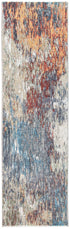 8' Blue And Beige Abstract Dhurrie Runner Rug