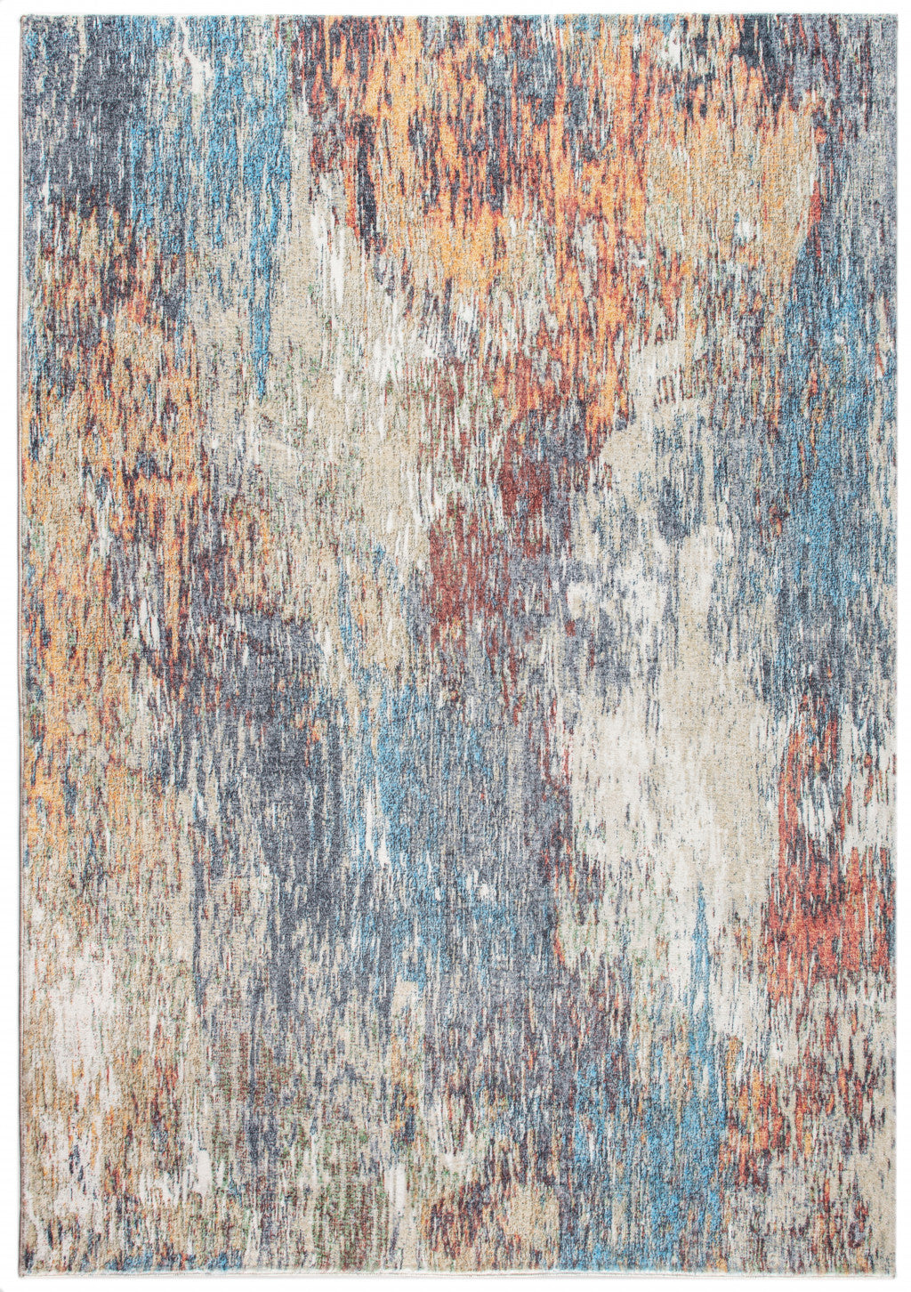 5' X 8' Blue And Beige Abstract Dhurrie Area Rug