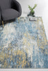 8' Blue And Gold Abstract Dhurrie Runner Rug