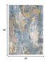 8' Blue And Gold Abstract Dhurrie Runner Rug