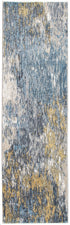 8’ x 10’ Blue Gold Abstract Painting Modern Area Rug