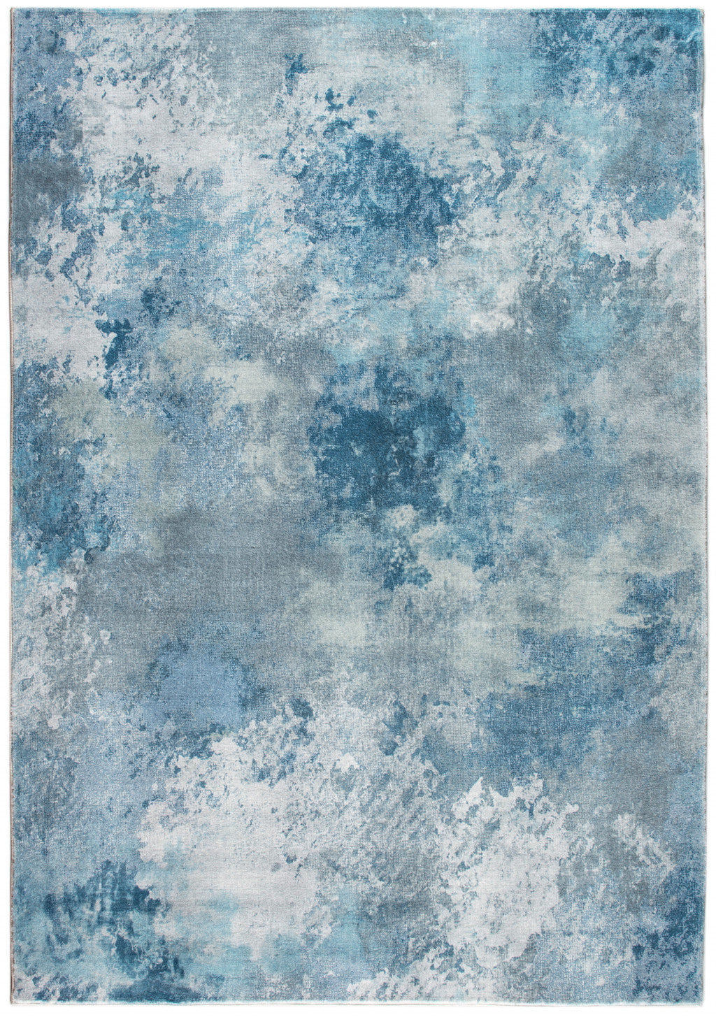 5' X 8' Blue Abstract Dhurrie Area Rug