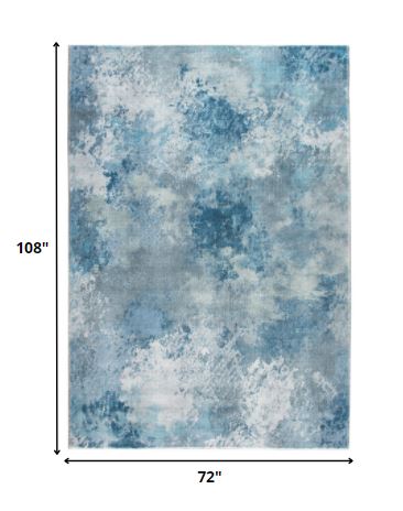 6' X 9' Blue Abstract Dhurrie Area Rug