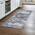 8' Blue And Gray Abstract Dhurrie Runner Rug