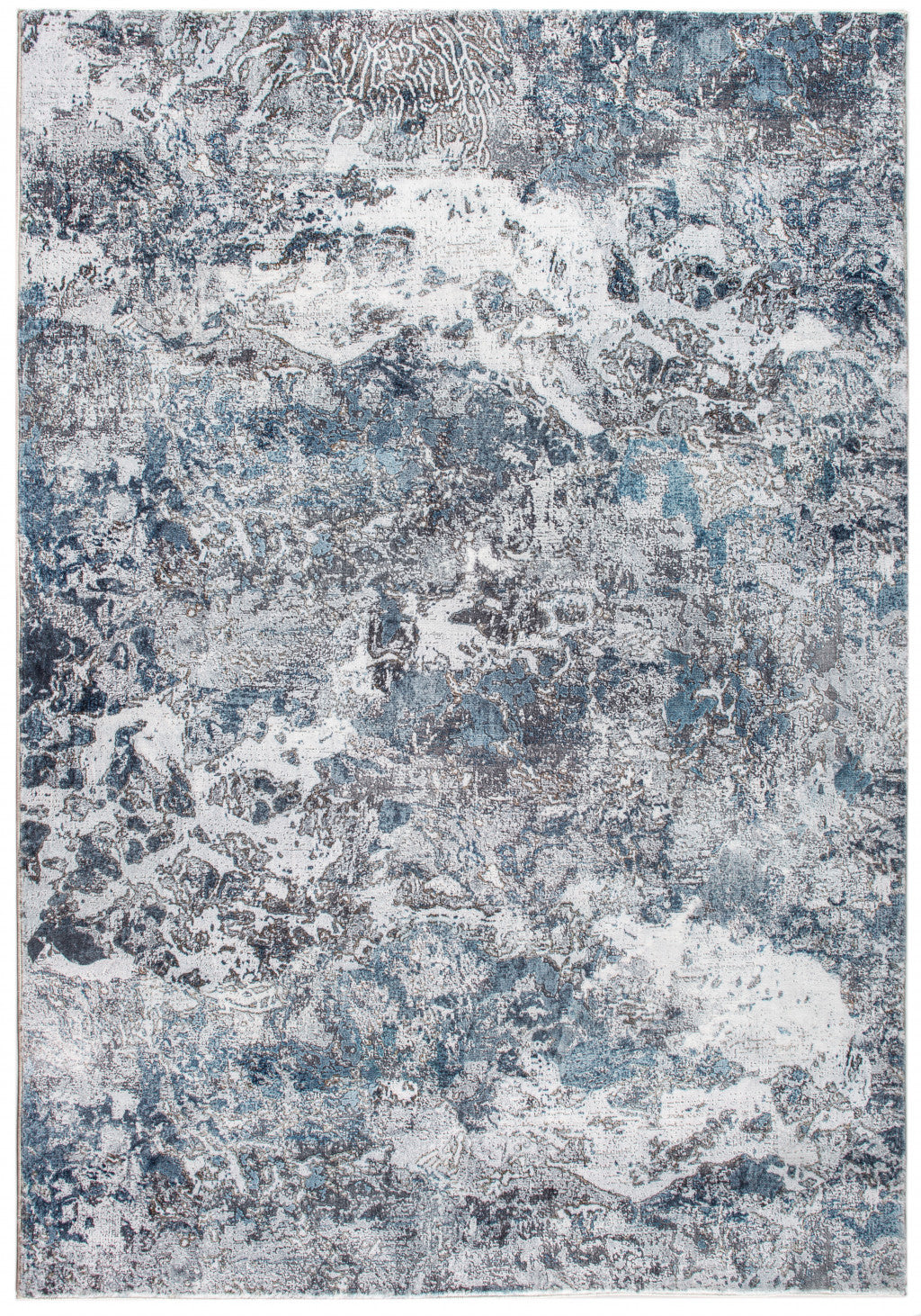 8' X 10' Blue And Gray Abstract Dhurrie Area Rug