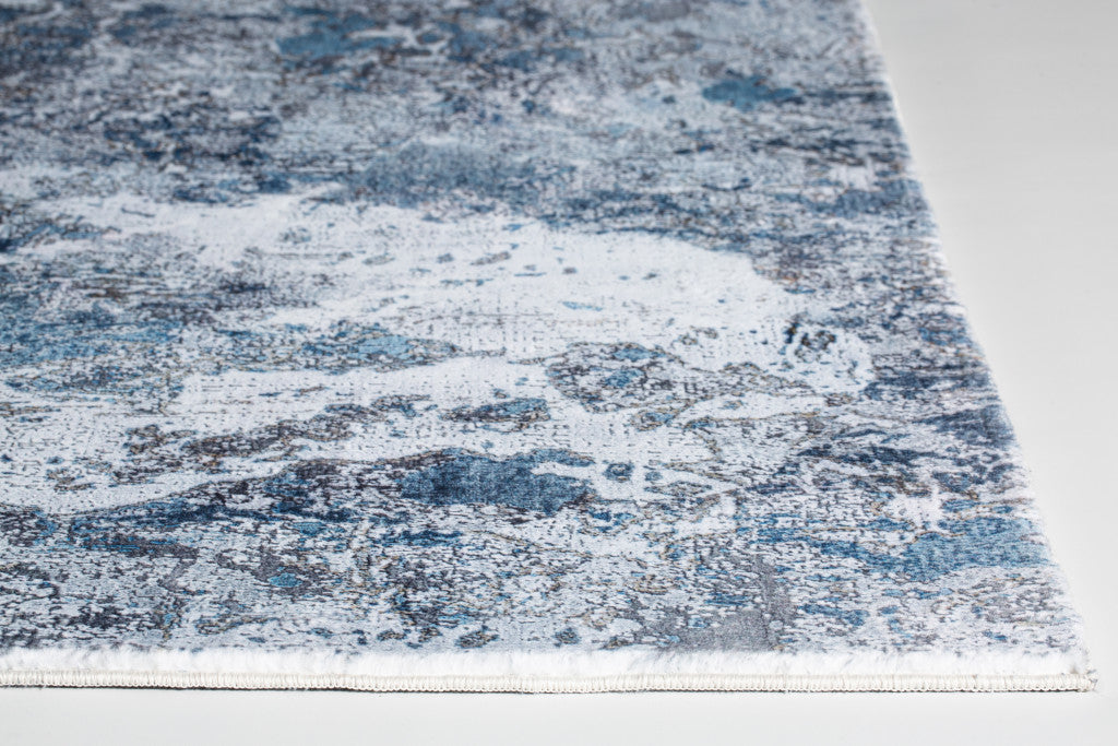 8' X 10' Blue And Gray Abstract Dhurrie Area Rug