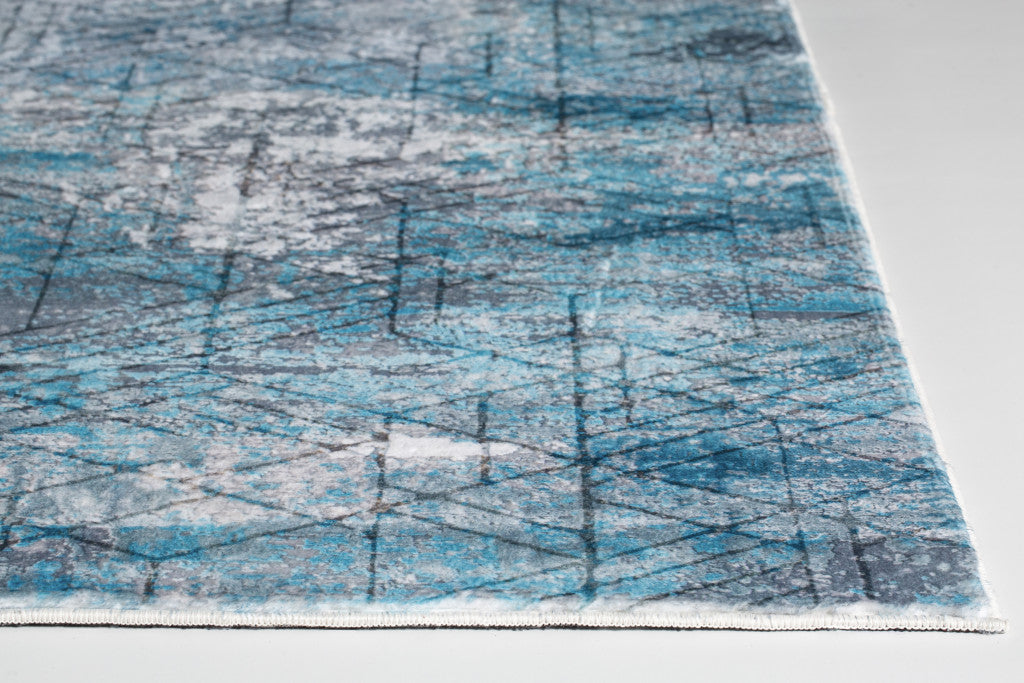 5’ x 8’ Blue Gray Abstract Cuboid Modern Area Rug