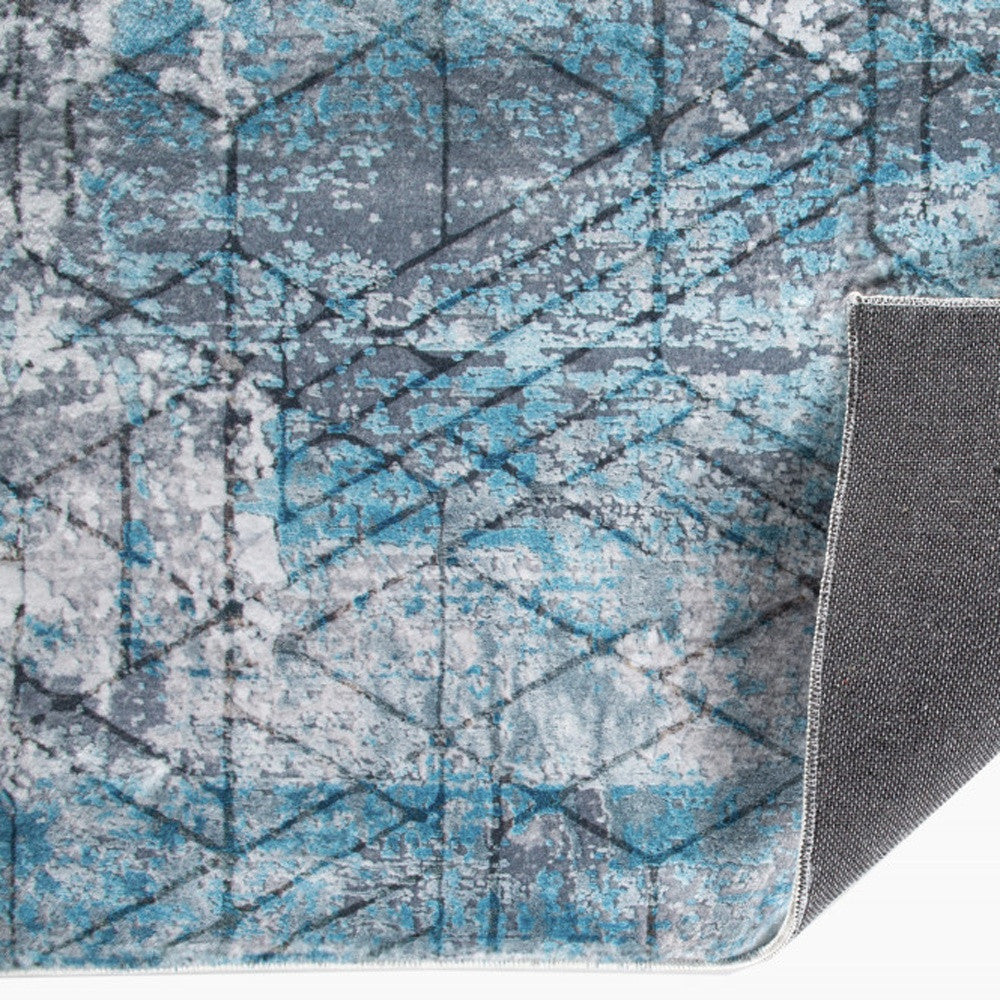 5’ x 8’ Blue Gray Abstract Cuboid Modern Area Rug