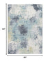 5' X 8' Blue And Ivory Abstract Dhurrie Area Rug