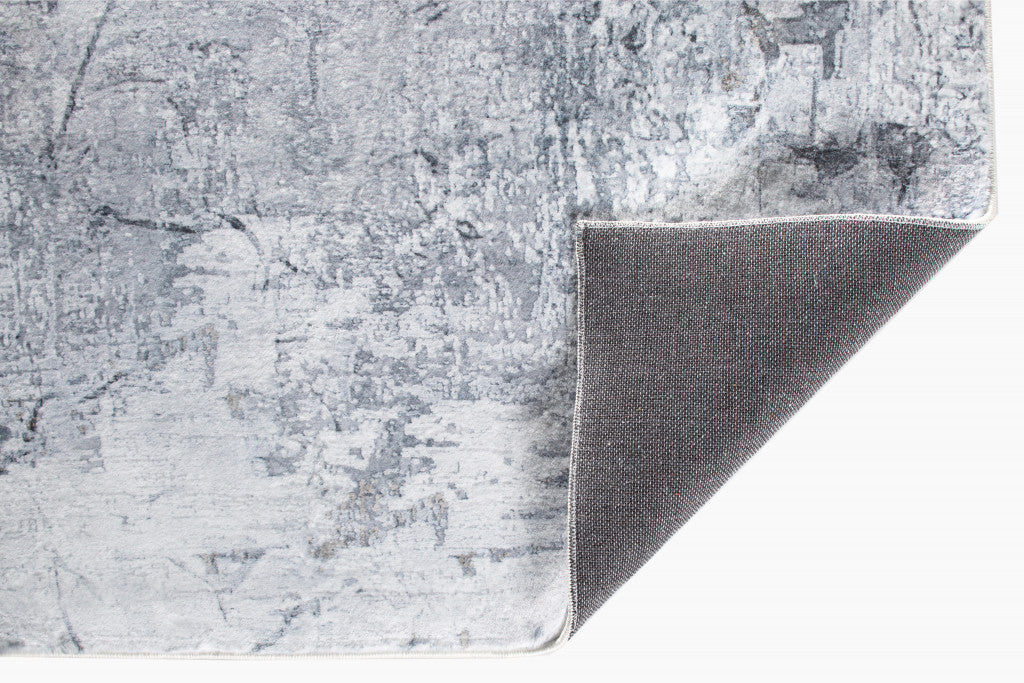 8' Gray Abstract Dhurrie Runner Rug