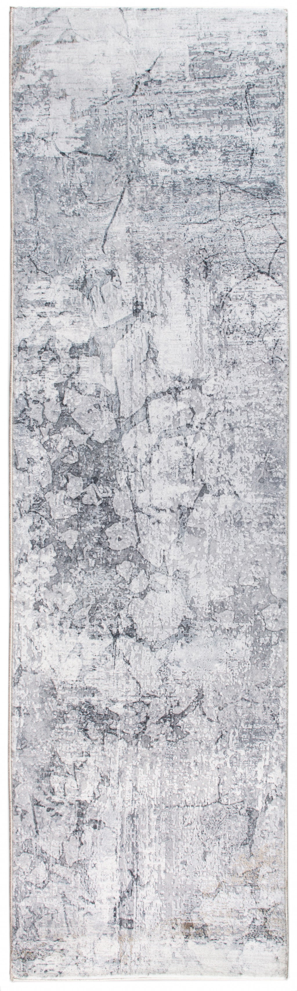 8' Gray Abstract Dhurrie Runner Rug