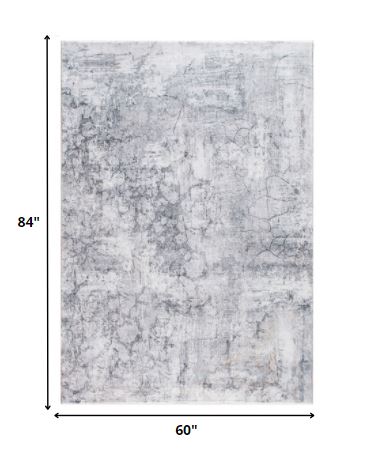 5’ x 8’ Gray Distressed Marble Area Rug