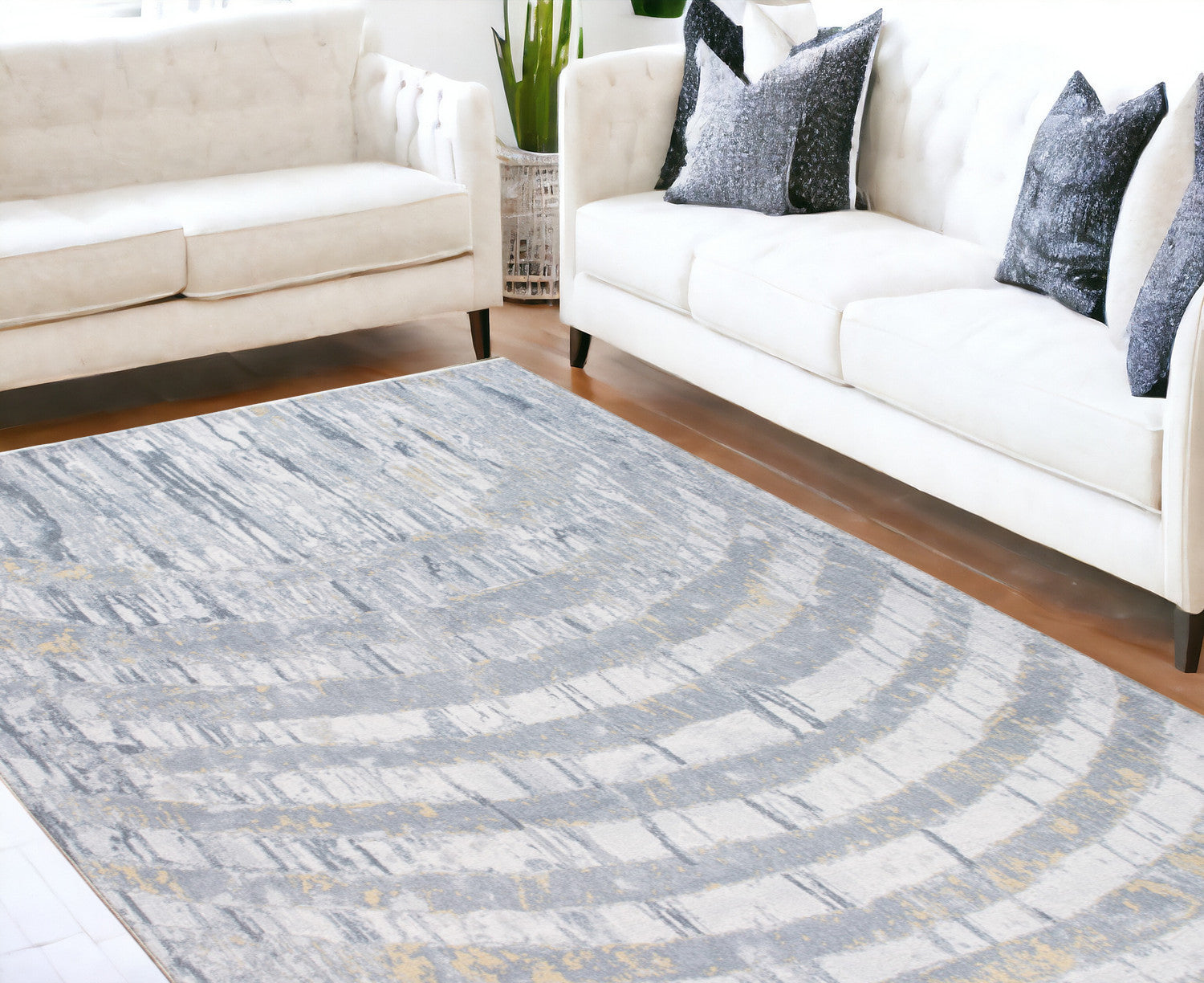 6' X 9' Gray Abstract Dhurrie Area Rug