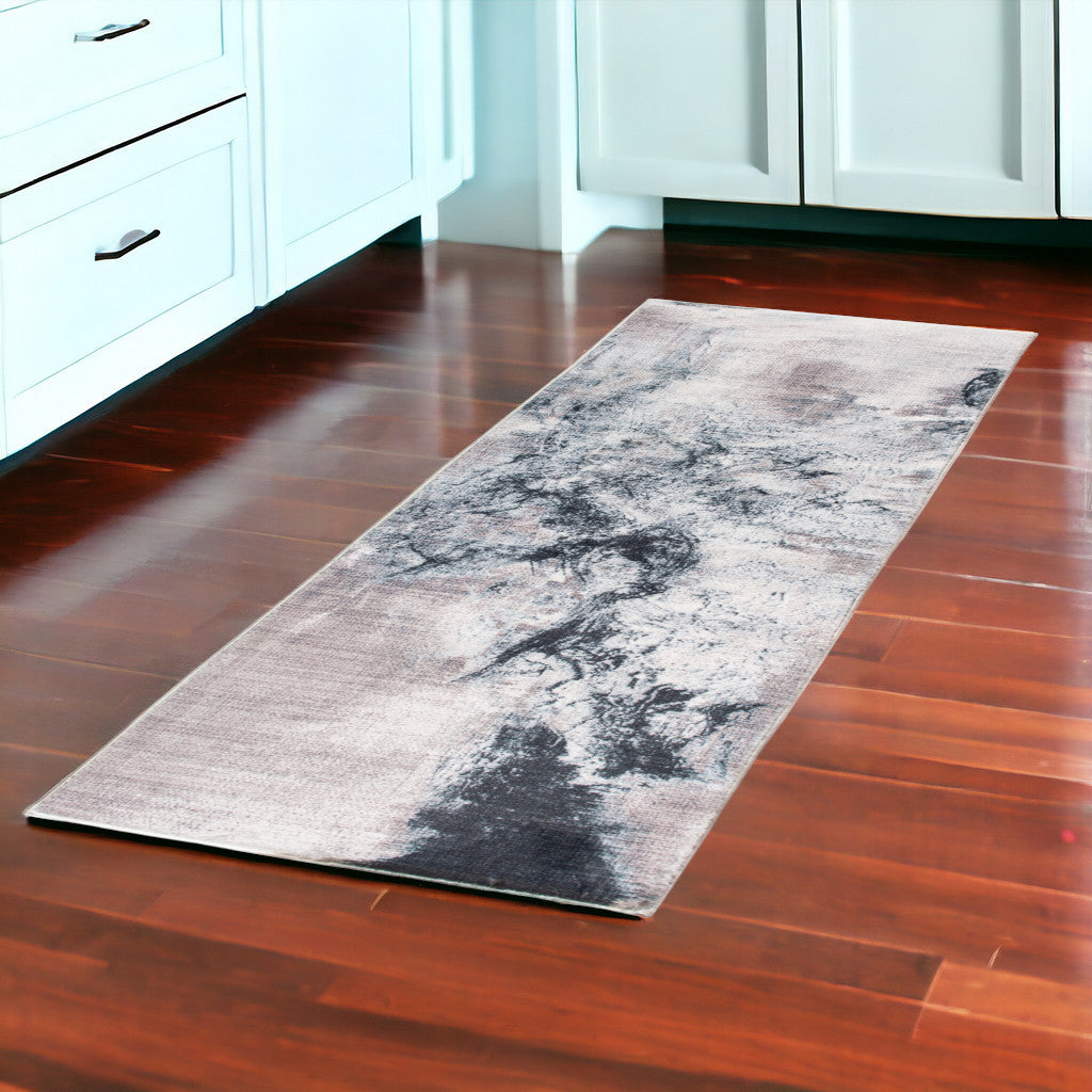 8' Sand Abstract Dhurrie Runner Rug