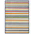 5' X 7' Ivory And Blue Striped Stain Resistant Indoor Outdoor Area Rug