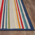 5' X 7' Ivory And Blue Striped Stain Resistant Indoor Outdoor Area Rug