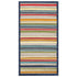 7' X 9' Ivory And Blue Striped Stain Resistant Indoor Outdoor Area Rug