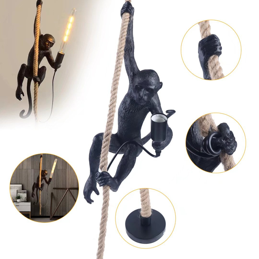 Hanging Monkey on a Rope Pendant  Lamp