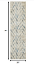 8' Ivory Chevron Dhurrie Runner Rug