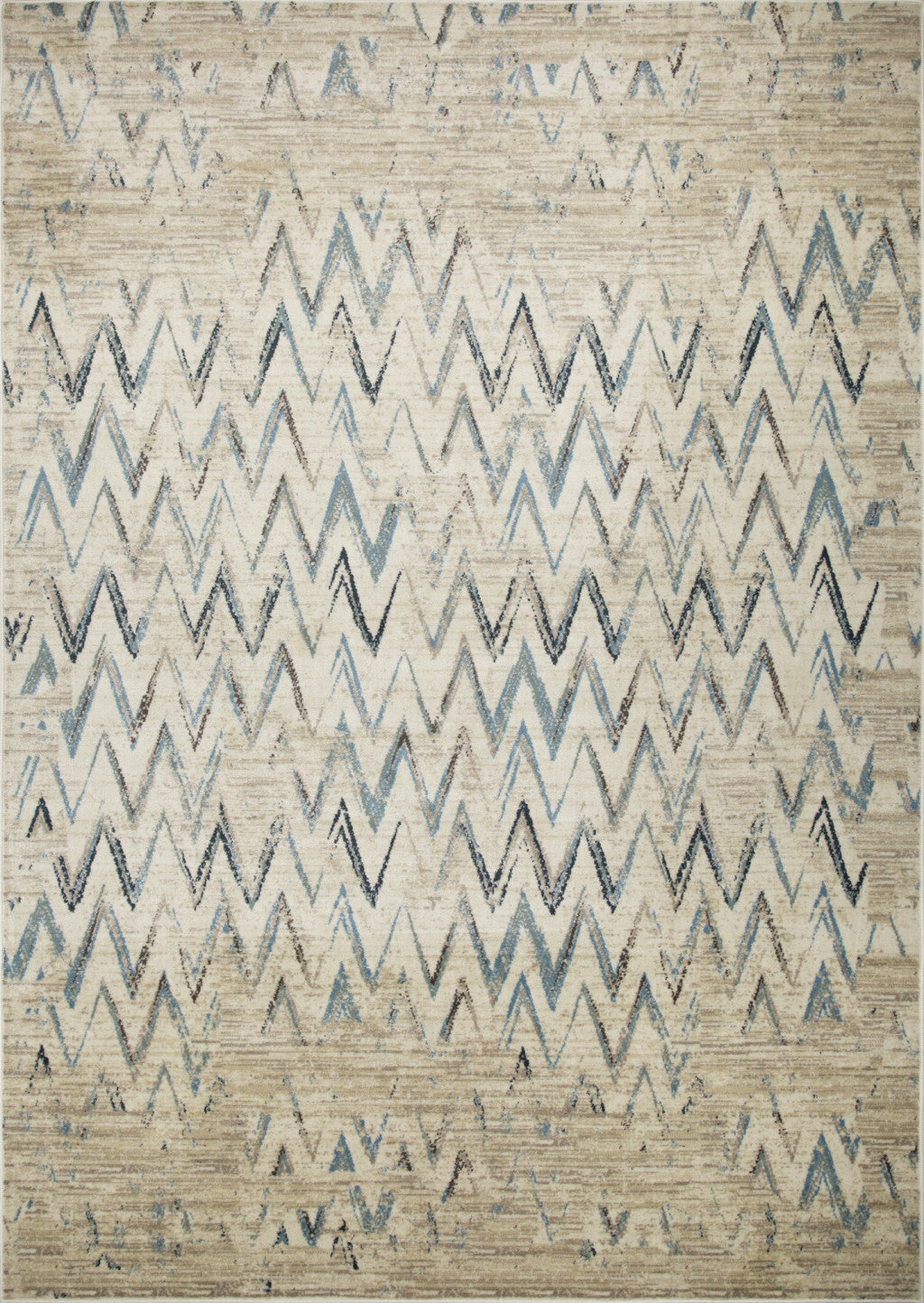 8' X 11' Ivory Chevron Dhurrie Area Rug