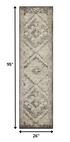 8' Gray Abstract Dhurrie Runner Rug