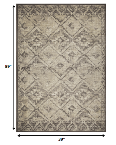 3' X 5' Gray Abstract Dhurrie Area Rug