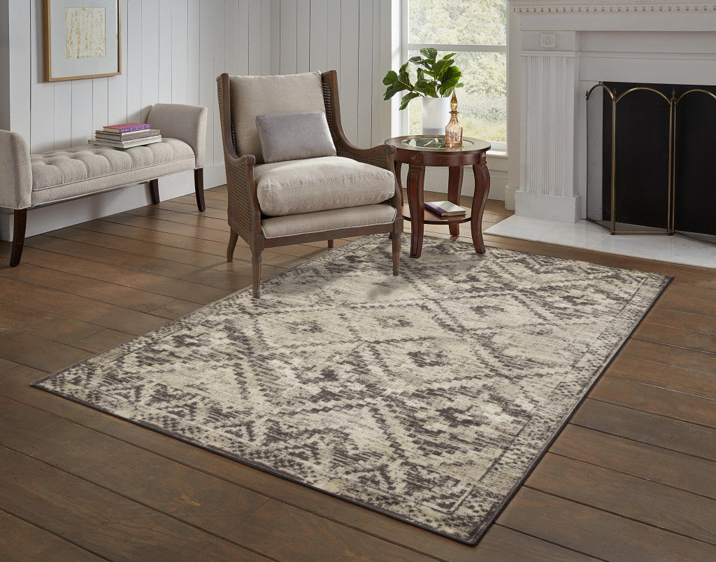 8' X 11' Gray Abstract Dhurrie Area Rug