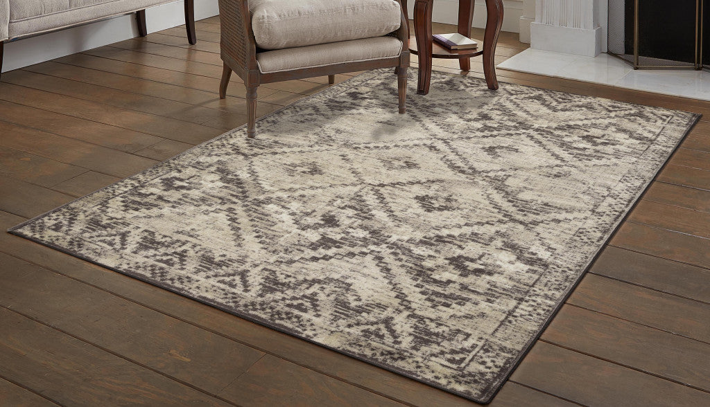 8' X 11' Gray Abstract Dhurrie Area Rug