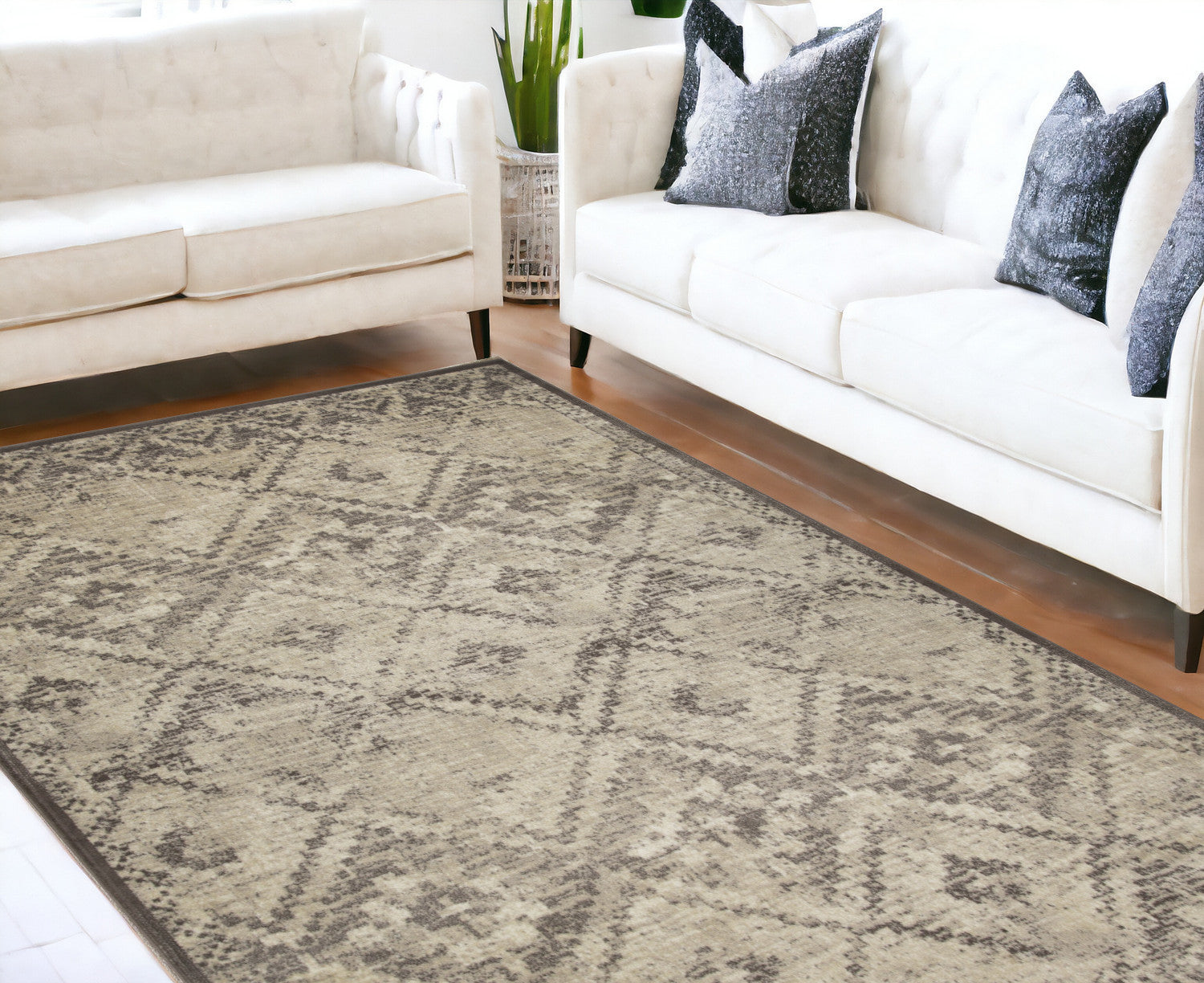 8' X 11' Gray Abstract Dhurrie Area Rug