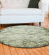 8' Gray Round Abstract Dhurrie Area Rug