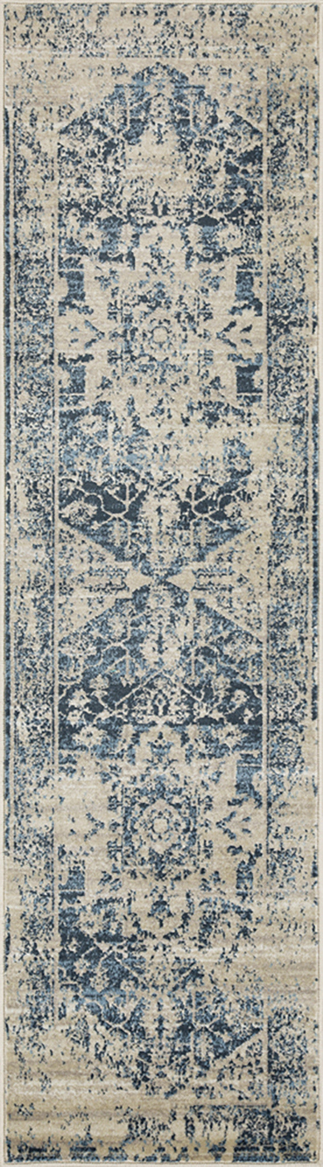 8' Ivory Oriental Dhurrie Runner Rug