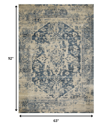 5' X 8' Ivory Oriental Dhurrie Area Rug