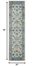 8' Ivory Oriental Dhurrie Runner Rug