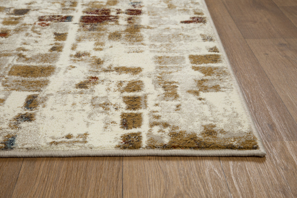 3' X 5' Natural Abstract Dhurrie Area Rug