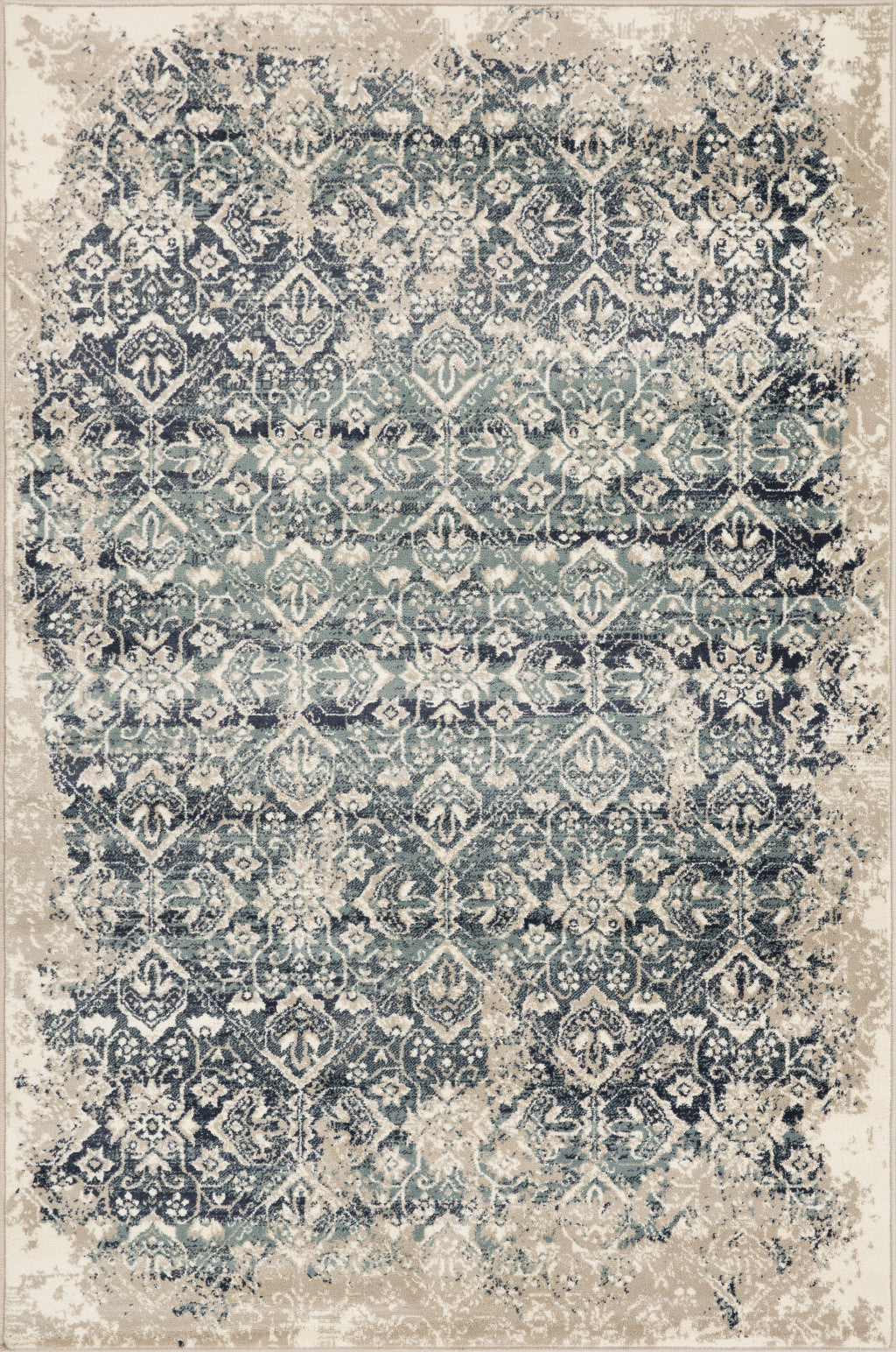 8' Blue And Ivory Oriental Dhurrie Runner Rug