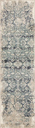 8' Blue And Ivory Oriental Dhurrie Runner Rug