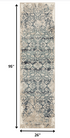 8' Blue And Ivory Oriental Dhurrie Runner Rug