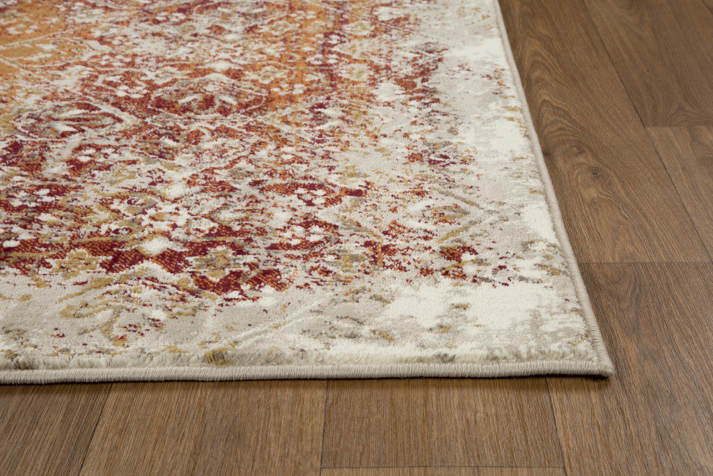 8' Rust Oriental Dhurrie Runner Rug