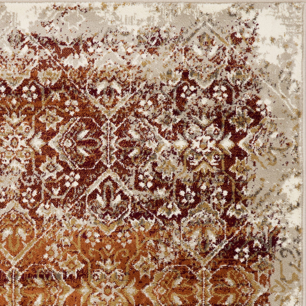 8' Rust Oriental Dhurrie Runner Rug