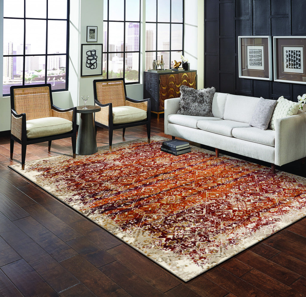 3' X 5' Rust Oriental Dhurrie Area Rug