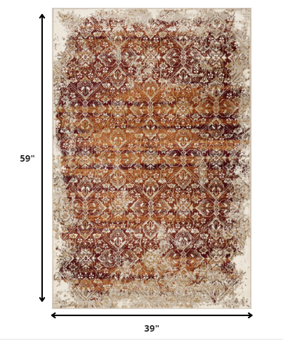 3' X 5' Rust Oriental Dhurrie Area Rug