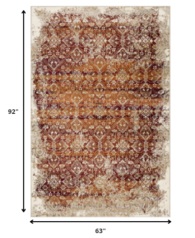 5' X 8' Rust Oriental Dhurrie Area Rug