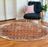 8' Rust Round Oriental Dhurrie Area Rug