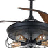 Industrial Caged Ceiling Lamp And Retractable Fan