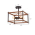 Industrial Wood Square Four Light Ceiling Fixture