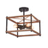 Industrial Wood Square Four Light Ceiling Fixture