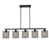 Industrial Black Cage Five Light Metal Pendant Chandelier