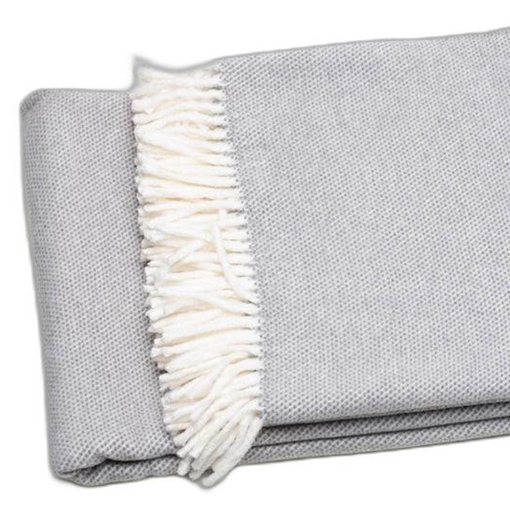 Light Gray Mini Dot Fringed Throw Blanket